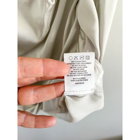 Retrofete | Drisana Silk Satin Ruched Dress | Silver | Size XS - Picture 12 of 12